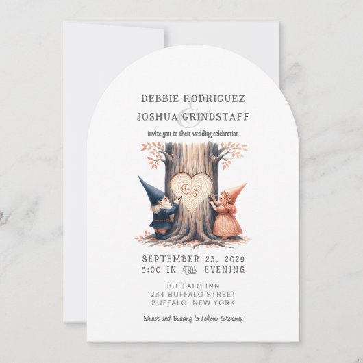 Whimsical Gnomes Fun Wedding Invitation 招待状 (正面)
