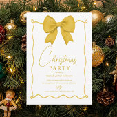 Whimsical Gold Bow Christmas Holiday Party  招待状