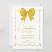 Whimsical Gold Bow Christmas Holiday Party  招待状 (正面)
