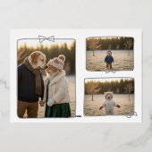 Whimsical Gold Foil Ribbon Frame Holiday Photo 箔シーズンカード (裏面)