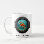 Whimsical Goldfish Inside a Porthole  コーヒーマグカップ (左)