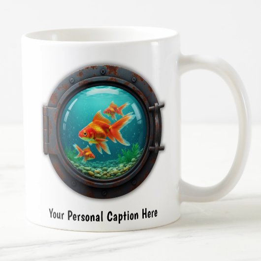 Whimsical Goldfish Inside a Porthole  コーヒーマグカップ