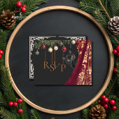 Whimsical Gothic Black Cat Holiday Party RSVP Card エンクロージャーカード
