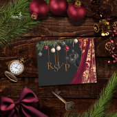 Whimsical Gothic Black Cat Holiday Party RSVP Card エンクロージャーカード