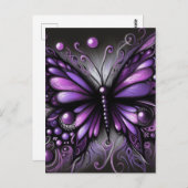 Whimsical Gothic Butterfly Purple Black Colorful ポストカード (正面/裏面)