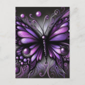 Whimsical Gothic Butterfly Purple Black Colorful ポストカード (正面)