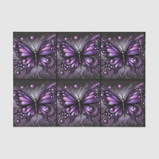 Whimsical Gothic Butterfly Purple Decoupage 薄葉紙 (正面)