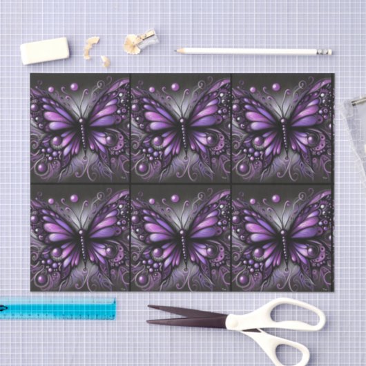 Whimsical Gothic Butterfly Purple Decoupage 薄葉紙 (クラフト)