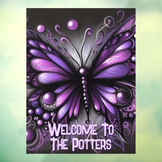 Whimsical Gothic Butterfly Purple Personalized ウィンドウサイン (シート3)