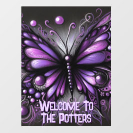 Whimsical Gothic Butterfly Purple Personalized ウィンドウサイン