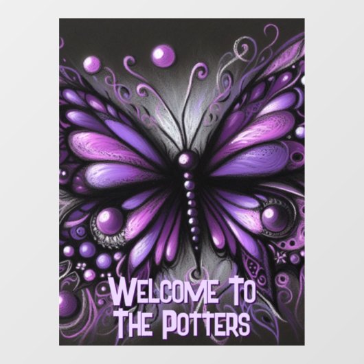 Whimsical Gothic Butterfly Purple Personalized ウィンドウサイン (シート)