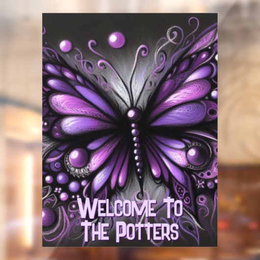 Whimsical Gothic Butterfly Purple Personalized ウィンドウサイン (シート2)