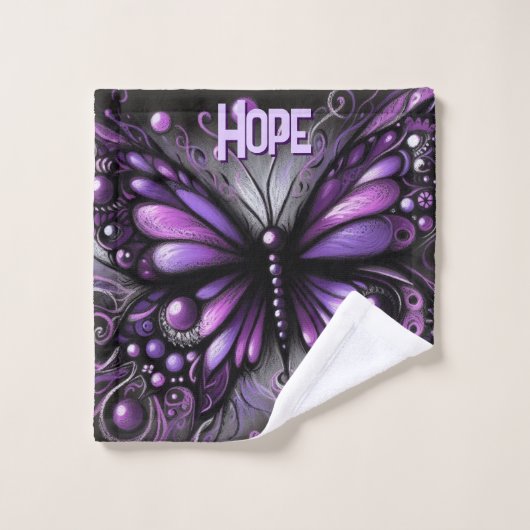 Whimsical Gothic Butterfly Purple Personalized ウォッシュタオル (ウォッシュタオル)