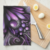 Whimsical Gothic Butterfly Purple Personalized キッチンタオル (四つ折り)