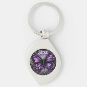 Whimsical Gothic Butterfly Purple Personalized キーホルダー (正面)