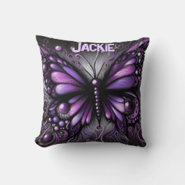 Whimsical Gothic Butterfly Purple Personalized クッション