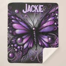 Whimsical Gothic Butterfly Purple Personalized シェルパブランケット