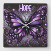 Whimsical Gothic Butterfly Purple Personalized スクエア壁時計 (正面)