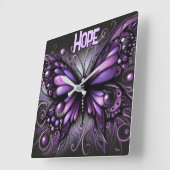 Whimsical Gothic Butterfly Purple Personalized スクエア壁時計 (傾斜)