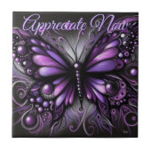 Whimsical Gothic Butterfly Purple Personalized タイル (正面)