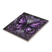 Whimsical Gothic Butterfly Purple Personalized タイル (側面)