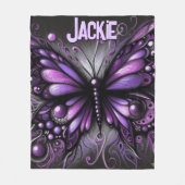 Whimsical Gothic Butterfly Purple Personalized フリースブランケット (正面)