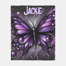 Whimsical Gothic Butterfly Purple Personalized フリースブランケット