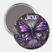 Whimsical Gothic Butterfly Purple Personalized マグネット (正面/裏面)