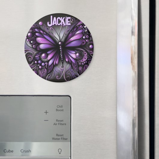 Whimsical Gothic Butterfly Purple Personalized マグネット (インサイチュ (冷蔵庫))