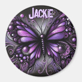 Whimsical Gothic Butterfly Purple Personalized マグネット (正面)