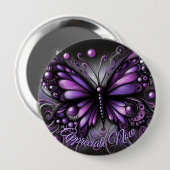 Whimsical Gothic Butterfly Purple Personalized 缶バッジ (正面&裏面)