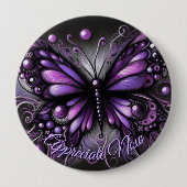Whimsical Gothic Butterfly Purple Personalized 缶バッジ (正面)