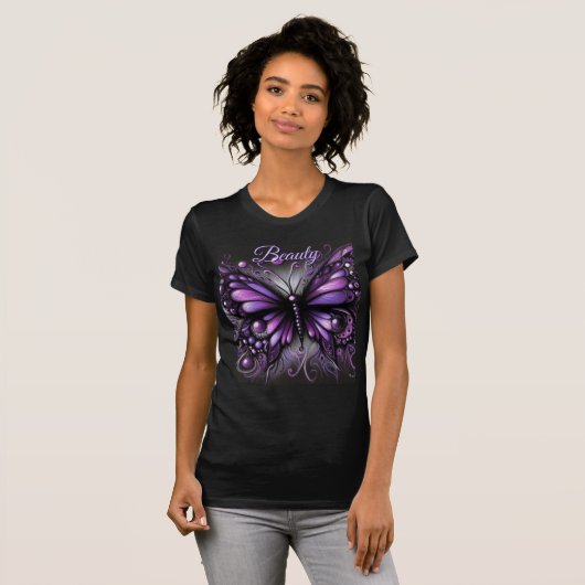 Whimsical Gothic Butterfly Purple Personalized Tシャツ (正面フル)