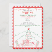 Whimsical Gourmet Friendsmas Potluck Christmas 招待状 (正面)
