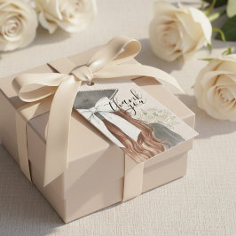 Whimsical Graduation Cap with Bow & Pearls Script ギフトタグ