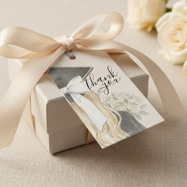 Whimsical Graduation Cap with Bow & Pearls Script ギフトタグ