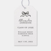 Whimsical Graduation Cap with Bow & Pearls Script ギフトタグ (裏面)