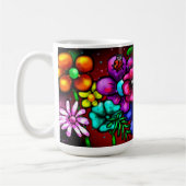 Whimsical Graffiti-Style Floral Flowers Ladybug コーヒーマグカップ (左)
