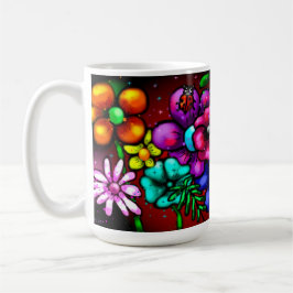 Whimsical Graffiti-Style Floral Flowers Ladybug コーヒーマグカップ