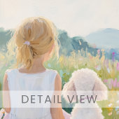 Whimsical Grand Millennial Girl and Dog Art キャンバスプリント