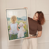 Whimsical Grand Millennial Girl and Dog Art キャンバスプリント