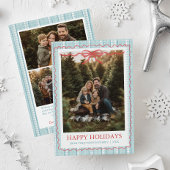 Whimsical Grandmillenial Blue Bow Family Photo シーズンカード