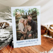 Whimsical Grandmillenial Blue Bow Family Photo シーズンカード