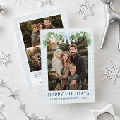 Whimsical Grandmillenial Blue Bow Family Photo シーズンカード