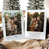 Whimsical Grandmillenial Blue Bow Family Photo シーズンカード