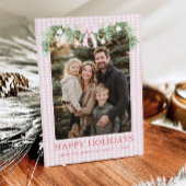 Whimsical Grandmillenial Pink Bow Family Photo シーズンカード