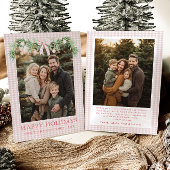 Whimsical Grandmillenial Pink Bow Family Photo シーズンカード