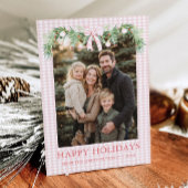 Whimsical Grandmillenial Pink Bow Family Photo シーズンカード