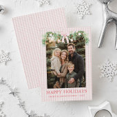 Whimsical Grandmillenial Pink Bow Family Photo シーズンカード