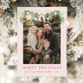 Whimsical Grandmillenial Pink Bow Family Photo シーズンカード